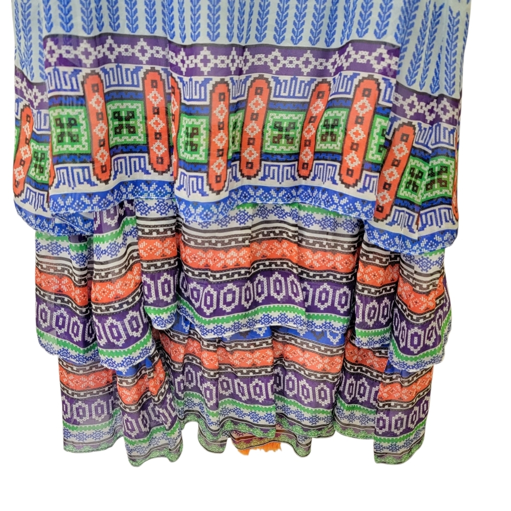 Hemant & Nandita Silk Tiered Mini Dress Bohemian Beaded Embellished Women’s XS - Picture 8 of 17